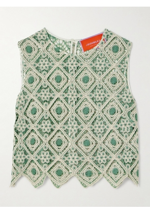 La DoubleJ - Aria Cropped Macramé Tank - Green - xx small,x small,small,medium,large,x large,xx large