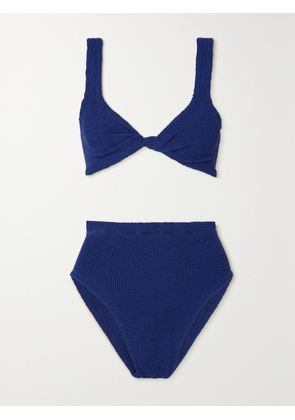 Hunza G - Jamie Twist-front Seersucker Bikini - Blue - One size