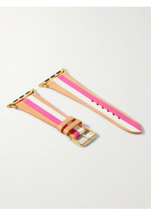 LA CALIFORNIENNE - Striped Leather Watch Strap - Pink - One size