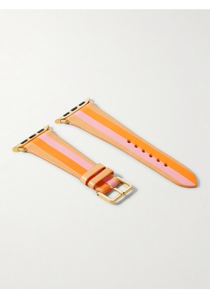 LA CALIFORNIENNE - Striped Leather Watch Strap - Pink - One size