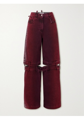 The Attico - Ashton Cutout Mid-rise Wide-leg Jeans - Red - 24,25,26,27,28,29,30,31