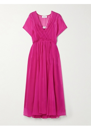 La Ligne - Pintucked Silk-georgette Maxi Dress - Pink - x small,small,medium,large,x large