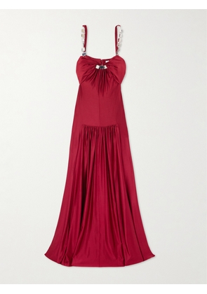 RABANNE - Embellished Gathered Stretch-jersey Maxi Dress - FR 34,FR 36,FR 38,FR 40,FR 42,FR 44