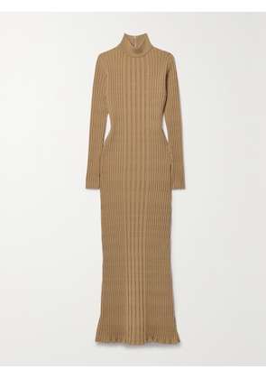 Tod's - Ribbed Wool-blend Turtleneck Maxi Dress - Neutrals - x small,small,medium,large