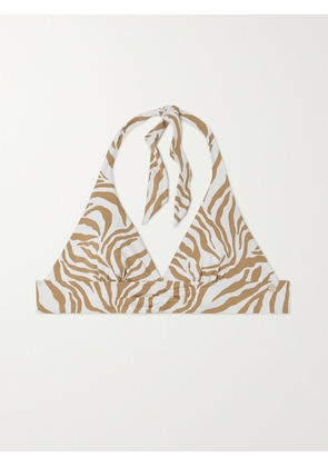 Max Mara - Beachwear Alberta Zebra-print Triangle Halterneck Bikini Top - Neutrals - x small,small,medium,large,x large