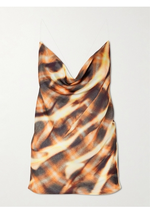 Y/PROJECT - Open-back Draped Printed Satin Top - Black - FR 34,FR 36,FR 38,FR 40,FR 42