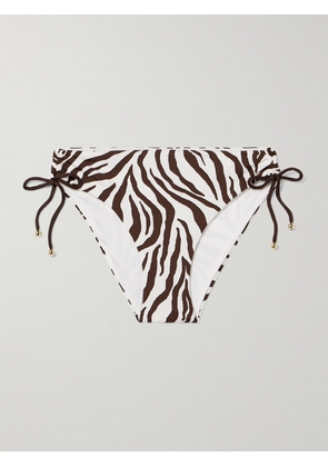 Max Mara - Beachwear Sibilla Embellished Zebra-print Bikini Briefs - Brown - x small,small,medium,large,x large