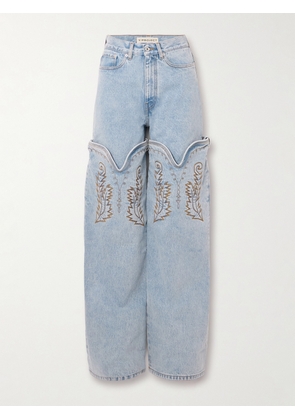 Y/PROJECT - Evergreen Convertible Embroidered Wide-leg Organic Jeans - Blue - 25,26,27,28,29,30