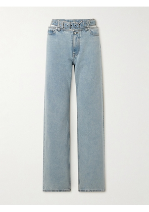 Y/PROJECT - Evergreen Belted Cut-out Organic High-rise Straight-leg Jeans - Blue - 25,26,27,28,29,30