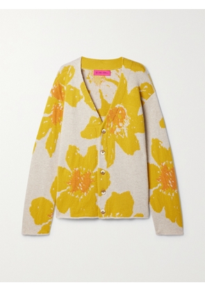 The Elder Statesman - Oversized Intarsia Cashmere Cardigan - Yellow - x small,small,medium,large