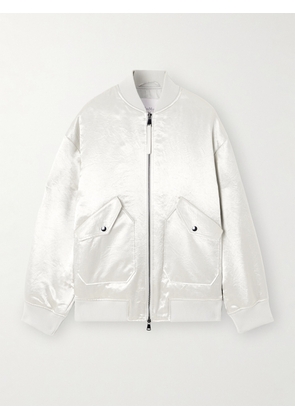 Max Mara - Leisure Imelde Oversized Crinkled-satin Bomber Jacket - Gray - UK 2,UK 4,UK 6,UK 8,UK 10,UK 12,UK 14,UK 16,UK 18