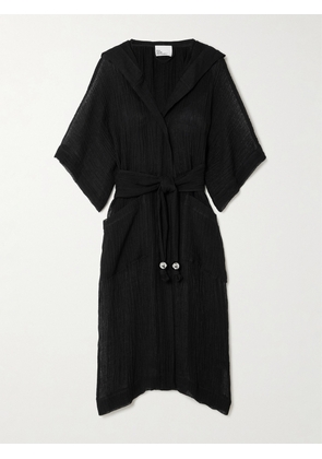 Lisa Marie Fernandez - + Net Sustain Hooded Belted Linen-blend Gauze Coverup - Black - 01,2,3,4