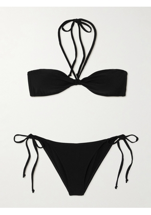 Lisa Marie Fernandez - + Net Sustain Gathered Crepe Halterneck Bikini - Black - 01,2,3,4