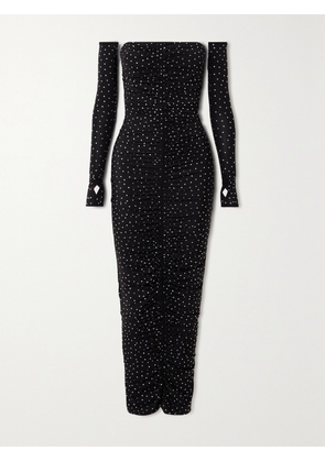 Alex Perry - Strapless Ruched Crystal-embellished Stretch-jersey Gown And Gloves Set - Black - UK 4,UK 6,UK 8,UK 10,UK 12,UK 14,UK 16