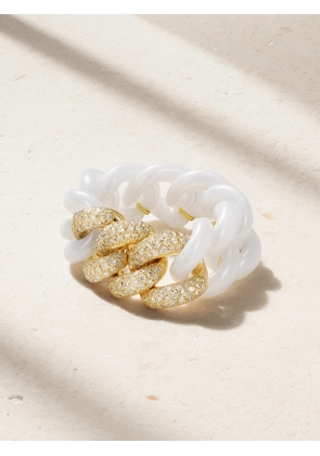 SHAY - 18-karat Gold, Ceramic And Diamond Ring - White - 6,6 1/2,7