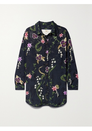 Agua by Agua Bendita - + Net Sustain Cecilia Tesoro Floral-print Jacquard Shirt - Blue - x small,small,medium,large,x large