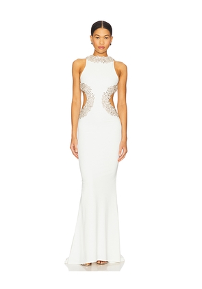 Bronx and Banco Camila Rhinestone Gown in White. Size L. Also in XS, S, M, XL.