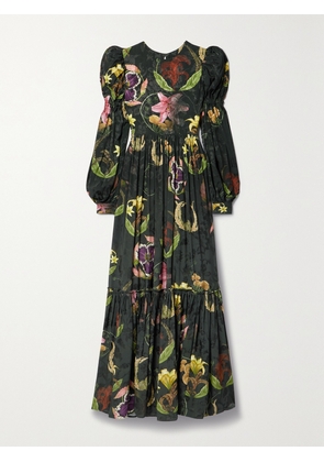 Agua by Agua Bendita - + Net Sustain Secreto Marina Tiered Floral-print Jacquard Maxi Dress - Green - x small,small,medium,large,x large