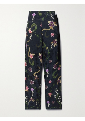 Agua by Agua Bendita - + Net Sustain Memoria Tesoro Floral-print Jacquard Straight-leg Pants - Blue - x small,small,medium,large,x large