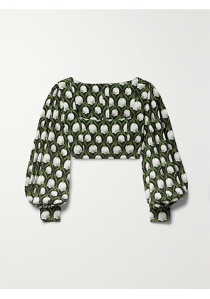 Agua by Agua Bendita - + Net Sustain Pera Perla Cropped Floral-print Recycled-twill Top - Green - x small,small,medium,large,x large