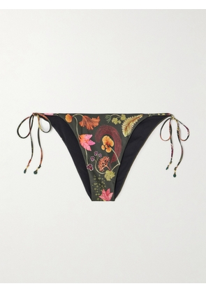 Agua by Agua Bendita - + Net Sustain Poema Habitat Embellished Floral-print Recycled Bikini Briefs - Green - x small,small,medium,large,x large
