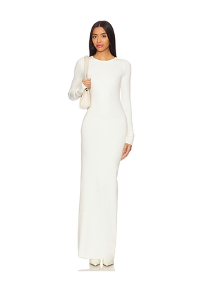 Eterne Long Sleeve Crewneck Maxi Dress in Cream. Size L. Also in M.