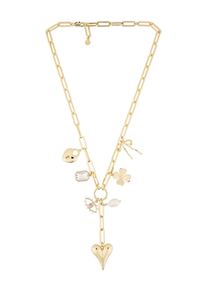 Ettika x REVOLVE Lariat Charm Necklace in Metallic Gold.