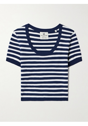 DENIMIST - Cropped Striped Recycled Stretch-knit Sweater - Blue - xx small,x small,small,medium,large