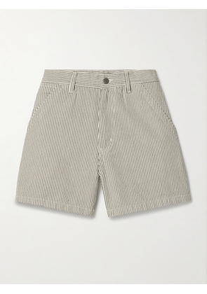 DENIMIST - Carpenter Striped Cotton-piqué Shorts - Gray - 24,25,26,27,28,29,30,31
