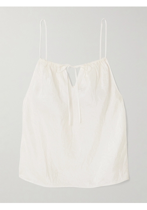 Skin - Tali Tie-detailed Crinkled Silk-habotai Camisole - Off-white - 01,2,3,4,5