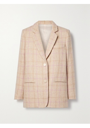 LOVESHACKFANCY - Denzel Checked Houndstooth Wool Blazer - Pink - xx small,x small,small,medium,large,x large