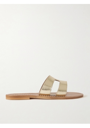 K Jacques St Tropez - Menandre Cutout Metallic Leather Slides - Silver - IT35,IT36,IT37,IT38,IT39,IT40,IT41,IT42