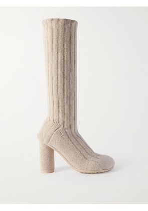 Bottega Veneta - Atomic Ribbed-knit Knee-boots - Neutrals - EU 35,EU 36,EU 37,EU 38,EU 39,EU 40
