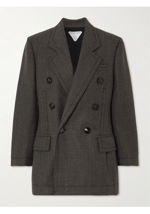 Bottega Veneta - Double-breasted Houndstooth Wool-tweed Blazer - Gray - IT36,IT38,IT40,IT42