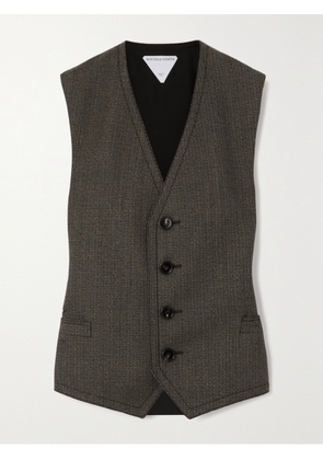 Bottega Veneta - Satin And Houndstooth Wool-tweed Vest - Brown - IT36,IT38,IT40