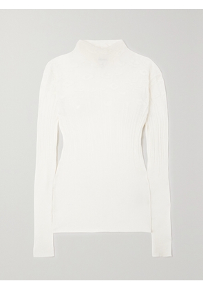 Bottega Veneta - Ribbed Pointelle-knit Cotton-blend Sweater - White - XS,S,M,L
