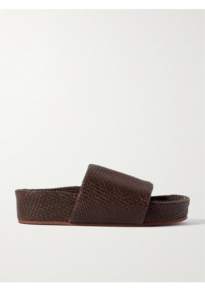 ST. AGNI - Woven Leather Platform Slides - Brown - IT35,IT36,IT37,IT38,IT39,IT40,IT41,IT42