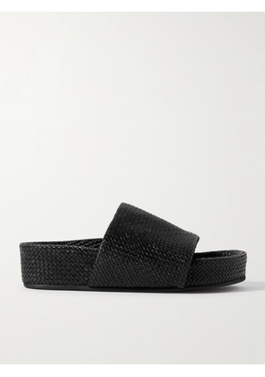 ST. AGNI - Woven Leather Platform Slides - Black - IT35,IT36,IT37,IT38,IT39,IT40,IT41,IT42