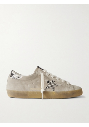 Golden Goose - Super-star Snake-effect Leather-trimmed Suede Sneakers - Brown - IT35,IT36,IT37,IT38,IT39,IT40,IT41,IT42