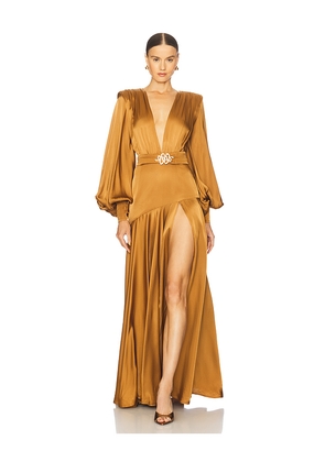 Bronx and Banco Carmen Maxi Dress in Cognac. Size L. Also in XS, S, M.