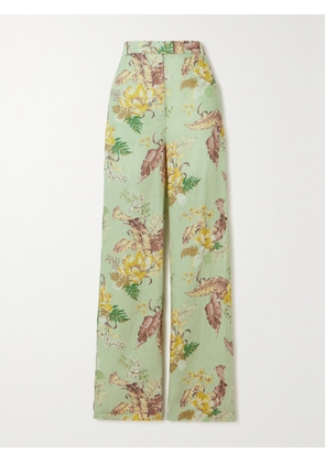 Zimmermann - Matchmaker Floral-print Linen Straight-leg Pants - Green - 00,1,2,3,4