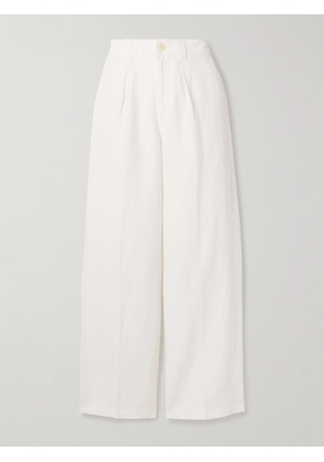 ALEX MILL - Madeline Pleated Linen, Tencel™ Lyocell And Cotton-blend Twill Wide-leg Pants - Ecru - US0,US2,US4,US6,US8,US10,US12