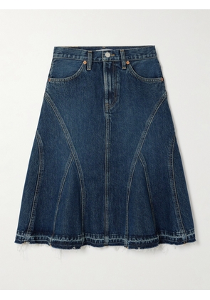 RE/DONE - + Net Sustain Frayed Organic Denim Skirt - Blue - 24,25,26,27,28,29,30