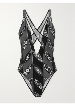 PUCCI - Printed Open-back Swimsuit - Black - x small,small,medium,large