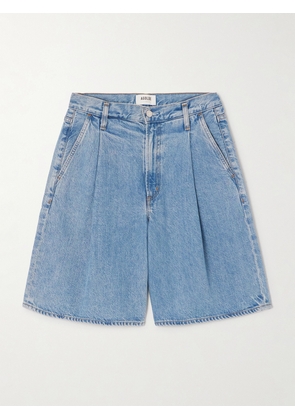AGOLDE - Ellis Pleated Denim Shorts - Blue - 23,24,25,26,27,28,29,30,31,32