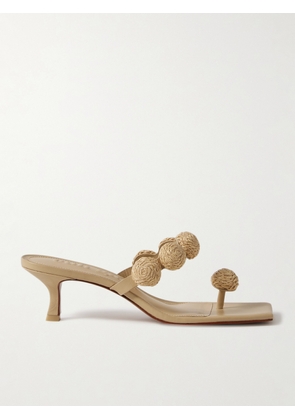 Cult Gaia - Sarina Embellished Raffia And Leather Sandals - Neutrals - IT36,IT37,IT37.5,IT38,IT38.5,IT39,IT39.5,IT40,IT41