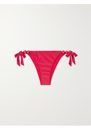 Cult Gaia - Euphrasia Embellished Bikini Briefs - Red - xx small,x small,small,medium,large,x large