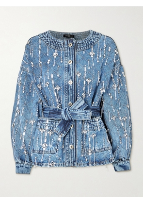 PATBO - Belted Embellished Denim Jacket - Blue - x small,small,medium,large,x large