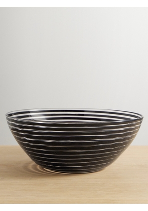 Yali Glass - A Nastro Striped Glass Salad Bowl - Black - One size