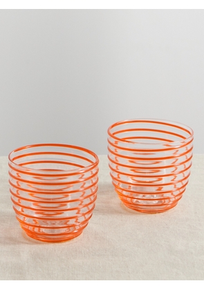 Yali Glass - A Filo Goto Set Of Two Striped Glass Tumblers - Orange - One size